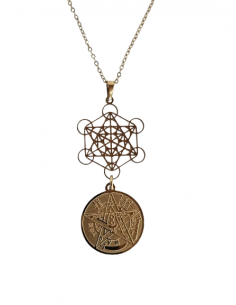 Colgante Doble Tetragramatón y Metatrón, dorado